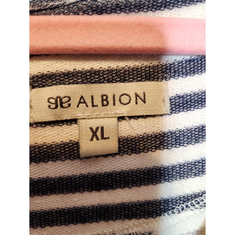 Albion Sailor Striped Hoodie Navy & Off-White Front Pocket Women's Size XL - Picture 5 of 9